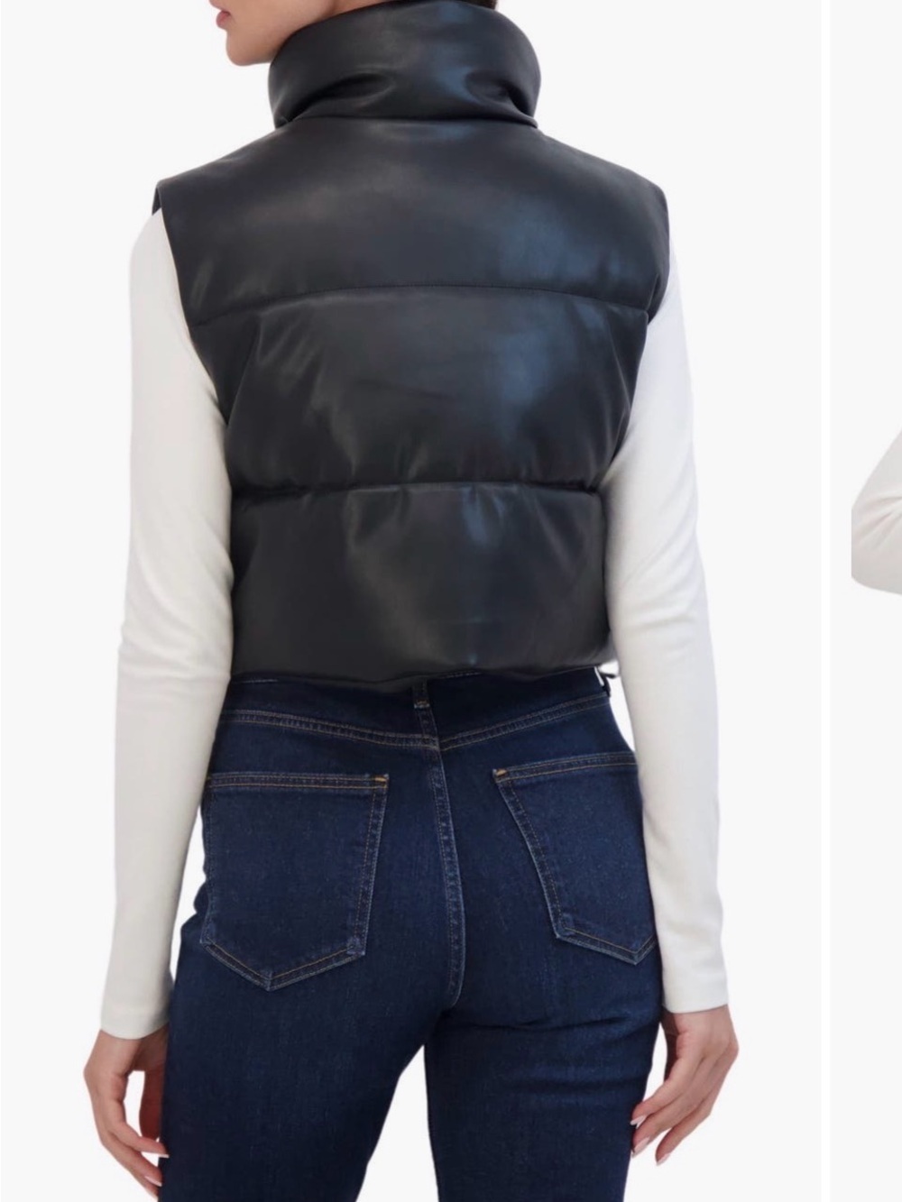 Sebby Crop Faux Leather Vest Ivory X-Large - Picture 3 of 4